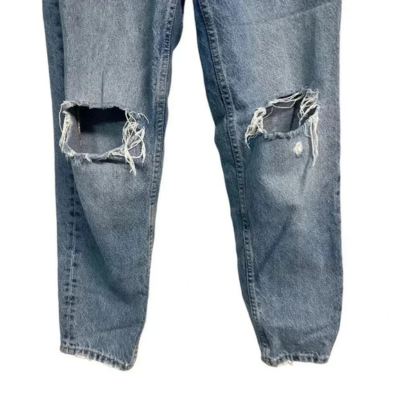 Zara High Waisted Factory Destroyed Denim Jeans Size 2 - Picture 5 of 9